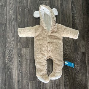 Winter warm fuzzy button down onesie